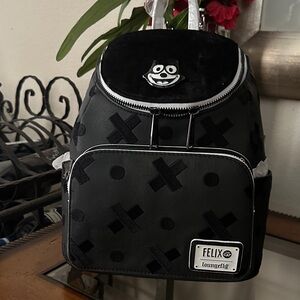 Loungefly Black Felix the Cat Mini Backpack with Velvet Flap